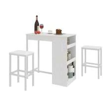 Yitahome Breakfast Bar Table, Bar Table Set With Bar Stools, 2, Bar Table And Stools Set Dining Bar Table Footrest And Storage Shelf For Kitchen Dining Room Pub Industrial Steel Frame - White - View 7