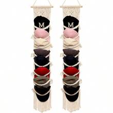 Boho Ball Cap Hanger-2 Pack-Boho Macrame Cap Holder Wall Hat Organizer For Baseball Cap Holder Over Door Hat Rack For Wall Cap Rack Disaplay Bearoom Decorations