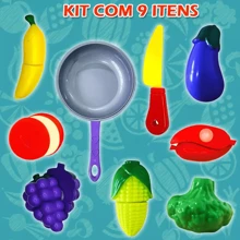 Crec Food Cuts Vegetables Fruit Kitchen Children's Toy Food Picnic Picnic Frying Pan Children's Toy Gourmet Kitchen With Accessories Food Fruits Vegetables Greens Pretend Food - 彩色 - 查看 4