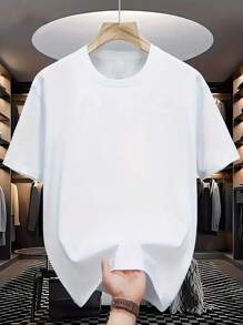 Customized Men's T-Shirt, Can Customize Photo Printing Men's T-Shirt, Personalized Printed Crew Neck T-Shirt, Customized Men's T-Shirt - Add Your Own Text And Images (Family Photo/Selfie/Pet Photo/Friend Group Photo/Company Logo) Ornamental,Dawg Stylish,Fashion,Hipster,Contracted,Easy Costume,Modest Fashion,Minimal Chic,Casual Custom,Unique,Personalized Ideal Gifts For Him Family,Boyfriend,Friends,Children - White - View 3