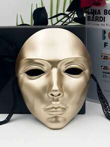 1pc Women's Gold Full Face Mask - Fashionable For Street Dance And Halloween Accessories, Smooth PP Material, Suitable For Parties And Events, Street Dance Gear | Bold Design | Fashionable Performance, Halloween Costume Solid Color Party ABS Plastic (ABS Resin) Mask, All Season - Multicolor - View 7