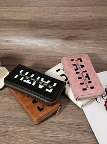 And Functional Women's Long Wallet With "Faith" Letter Print, Premium Leather Material, Multi-Card Slots For Credit Card, Bank Card, And Coin Storage, Zipper Closure For Secure Storage Of Bills And Coins, Compact And Lightweight Design For Easy Carry, Ideal For Shopping, Travel, And Daily Use, Perfect Gift For Girlfriend, Mother, Or Teacher - Black - View 7