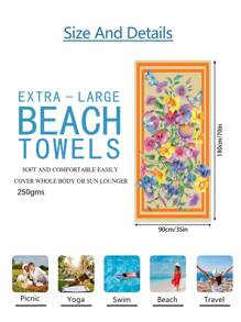 1pc Prachtige Bloemen Stranddeken, Extra Zachte Microvezel Extra Grote Strandhanddoek, Zeer Absorberende Badhanddoek, Geschikt Voor Reizen, Zwembad, Duiken, Surfen, Yoga, Kamperen, Verschillende Maten, Strandaccessoires Zomer, Vakantie