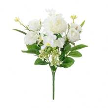 1 pieza/Set de 3 piezas Rosas de té artificiales, flores de hortensias de seda falsa, ramos de plantas falsas para decoración de primavera y otoño, boda, florero de hogar, comedor, dormitorio, día de la madre, fiesta de cumpleaños, decoración de jardín exterior