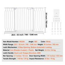 Pet Safety Gate, 29.5" - 51" Wide, 29.5" - 46.4" Wide, 29.5" - 37" Wide, 30" High, Dog Gate For Stairs And Houses, -In Automatic Closing Pet Safety Gate For Children With Pressure Mounting Kit And Wall Mounting Kit, White Or Black - 29.5" - 51" wide, white - 查看 7