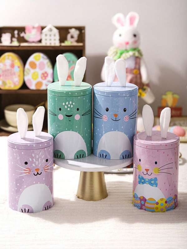 1 Stück Oster-Blechdose Hase, Aufbewahrungs-Geschenkbox Eiseneimer Ornamente, Ostereier, Oster-Dekoration, Raum-Dekoration, Heim-Dekoration, Geburtstag, Braut, Hochzeit