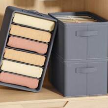 6 Grids With Washable Foldable PP Board Clothes And Trousers Storage Box - 深灰色 - 查看 5