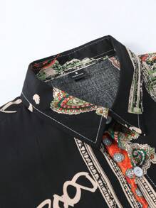 Men's Graphic Print Short Sleeve Shirt, Casual Street Style For Everyday Wear