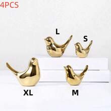 4pcs Gold Bird Statues, Modern Style Sculptures For Home Decor In Living Room, Bedroom, Office Desk, Cabinet - European Creative Gold Ceramic Bird Figurines, Desktop Decorations