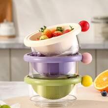1 chiếc giỏ thoát nước hai lớp, giỏ rửa trái cây và rau củ mini dễ thương cho nhà bếp, đĩa đựng trái cây thanh lịch cho phòng khách - Nhiều màu - Xem 11