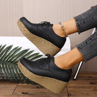 2025春秋新款学生运动鞋女韩版时尚摇摇鞋休闲鞋坡跟运动鞋舒适厚底妈妈鞋防滑厚底