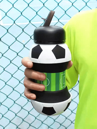 1pc Collapsible 550ml/18.6oz World Cup Soccer Water Bottle, Portable Leak-Proof With Straw Cup, Suitable For Outdoor Sports, Camping, Gym, Travel, School