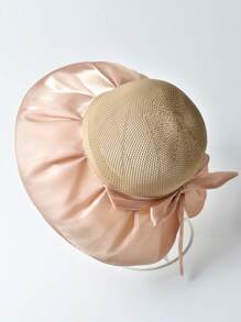 新款时尚女士渔夫帽，防晒，系带，可爱蝴蝶结设计，百搭，适合夏季 - A - 查看 2