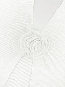 FOR BEAUTY 夏秋女款 Y2K 白色素色露背細肩帶針織上衣 優雅休閒 音樂節海灘度假泳裝外搭女款毛衣 - 白色 - 查看 6