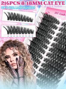 216 Stücke 80D D lockige Kunstwimpern in großer Menge, aufgeteilt nach Höhe, links + rechts für einzelne Büschel paarweise. Natürliche Segmentierung. Gebündelte Wimpern. Flauschig. Dick. Weich. Leichtes Kunstwimpern-Set, angenehm zu tragen. Vergrößert die Augen, hebt die Augenwinkel an, DIY Wimpernverlängerung, Wimpernverlängerung. Für den täglichen Gebrauch&Hochzeiten&Dates&Partys&Musikfestivals&Halloween