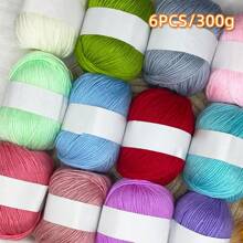 Set de 6 piezas de hilo de seda de lujo - Paquete de 6 piezas/300g de hilo tejido suave, adecuado para suéteres, bufandas, sombreros, mantas para bebés, etc., disponible en múltiples colores - Fibras de alta calidad, adecuado para tejer y ganchillo.