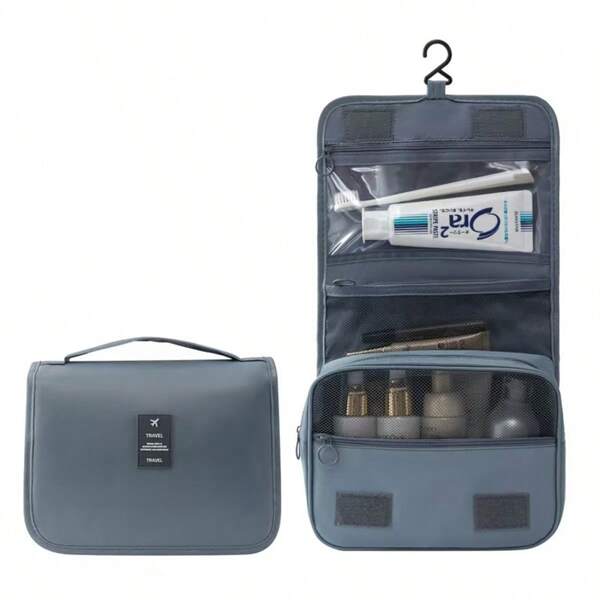 1 pieza Bolsa de maquillaje con gancho, bolsa de artículos de tocador multiusos, bolsa de almacenamiento de baño, bolsa organizadora de maquillaje, soporte para brochas, bolsa de tocador colgante, bolsa de cosméticos, bolsa para datos, bolsa de equipaje, bolso, bolsa de ropa interior, bolsa de zapatos, bolsa organizadora de ropa, bolsa organizadora de cuidado de la piel, bolsa organizadora de viaje, almacenamiento de baño, adecuada para lápiz labial, brochas de maquillaje, bolígrafos de maquillaje, sombra de ojos, espejo, delineador, brillo de labios, productos de cuidado de la piel, cepillo de dientes, vaso para cepillo de dientes, jabón, champú, peine, reloj, teléfono, collar, joyas, productos digitales de vuelta a la escuela