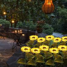 1 PIEZA Luz solar LED decorativa en forma de girasol, resistente al agua, con 1 cabezal o 3 cabezales, adecuada para decorar patios, céspedes, jardines, pasillos, etc.