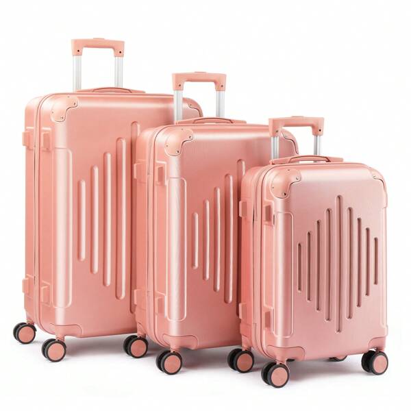 3 Piece Travel Suitcase With Corner Protectors, 20/24/28 Inch, Durable Hard Shell, 360 Degree Spinner Wheels, Multifunctional, Large Capacity, Lightweight, Fashionable Multicolor