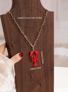 1 pieza Collar bohemio de verano con colgante de cereza, pez, langosta o cangrejo de río, accesorio de joyería para playa y viajes para mujeres