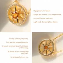1 pièce Collier pour femmes en or 18 carats plaqué argent sterling 925 millièmes avec zirconium. Chaîne collarbone en étoile octogonale en cristal jaune. Convient pour le port quotidien et les cadeaux de fête pour femmes.