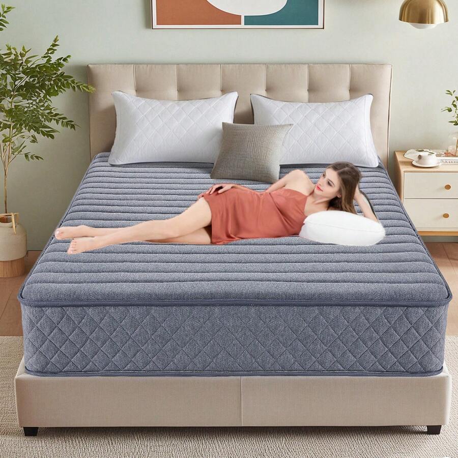 Novelty Style 10 Inch 12 Inch Highly Breathable Spring-Infused Memory Gel Foam Full Hybrid Durable Bed Mattress Compressed In A Box, CertiPUR-US Certified 3 Year Warranty - 灰色 - 查看 1
