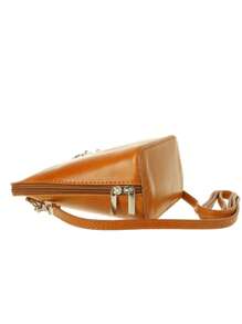 Girly Handbags Womens Italian Small Vera Pelle Genuine Leather Handbag Rigid Cross Body Shoulder Bag - Mocha Brown - View 5