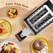 1 st. 2-Slice Toaster met extra brede sleuven, 7 bruiningsstanden, ontdooi- en opwarmfunctie, 750 W vermogen, automatische uitlijning, zwart, Aigostar, ideaal voor het maken van toast