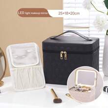 NetHong Makeup Bag With LED Mirror Vanity Case Beauty Box Make Up Travel Cosmetic Bag UK,Storage Drawers,Jewellery Organiser,Beauty Products - Circle Weave - View 3