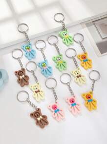Set de 12 llaveros de PVC con diseño hueco de oso, llavero lindo para coche y mochila, pequeño regalo de plástico de PVC bohemio