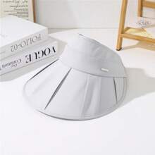 1 件女士可调节褶皱遮阳帽，防风，防紫外线，户外休闲百搭宽边帽