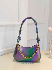 1 pièce de sac à bandoulière tisser PU coloré pour filles, avec fermeture éclair. Sac bandoulière/porté croisé à la mode et polyvalent, convient pour le shopping quotidien, le rouge à lèvres, le téléphone portable