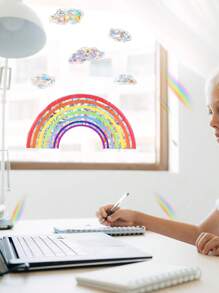 3PCS/6PCS Rainbow Cloud Window Stickers, Daisy Flower Glass Film, Rainbow Static Cling Window Film, PVC Bedroom Decor, Sunlight Reflection Produce Rainbow For Living Room, Bedroom, Dining Room Gifts Birthday Graduation Home Decor Wall Decor Bathroom Decor Room Decoration Stuff Living Room Decor House Decor Home Decor Living Room Wall Art Wall Paper Personalised Stickers