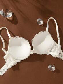 Deyllo حمالة صدر نسائية من الدانتيل مبطنة من ديلو، مريحة بسلك سميك، ناعمة ودافئة، قابلة للتعديل، مناسبة للارتداء اليومي والملابس المنزلية - أبيض - مشاهدة 4