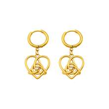1 pièce Set de boucles d'oreilles clous et collier pendentif cœur en acier inoxydable plaqué or 18 carats avec zircone cubique et forme étoile octogonale à la mode