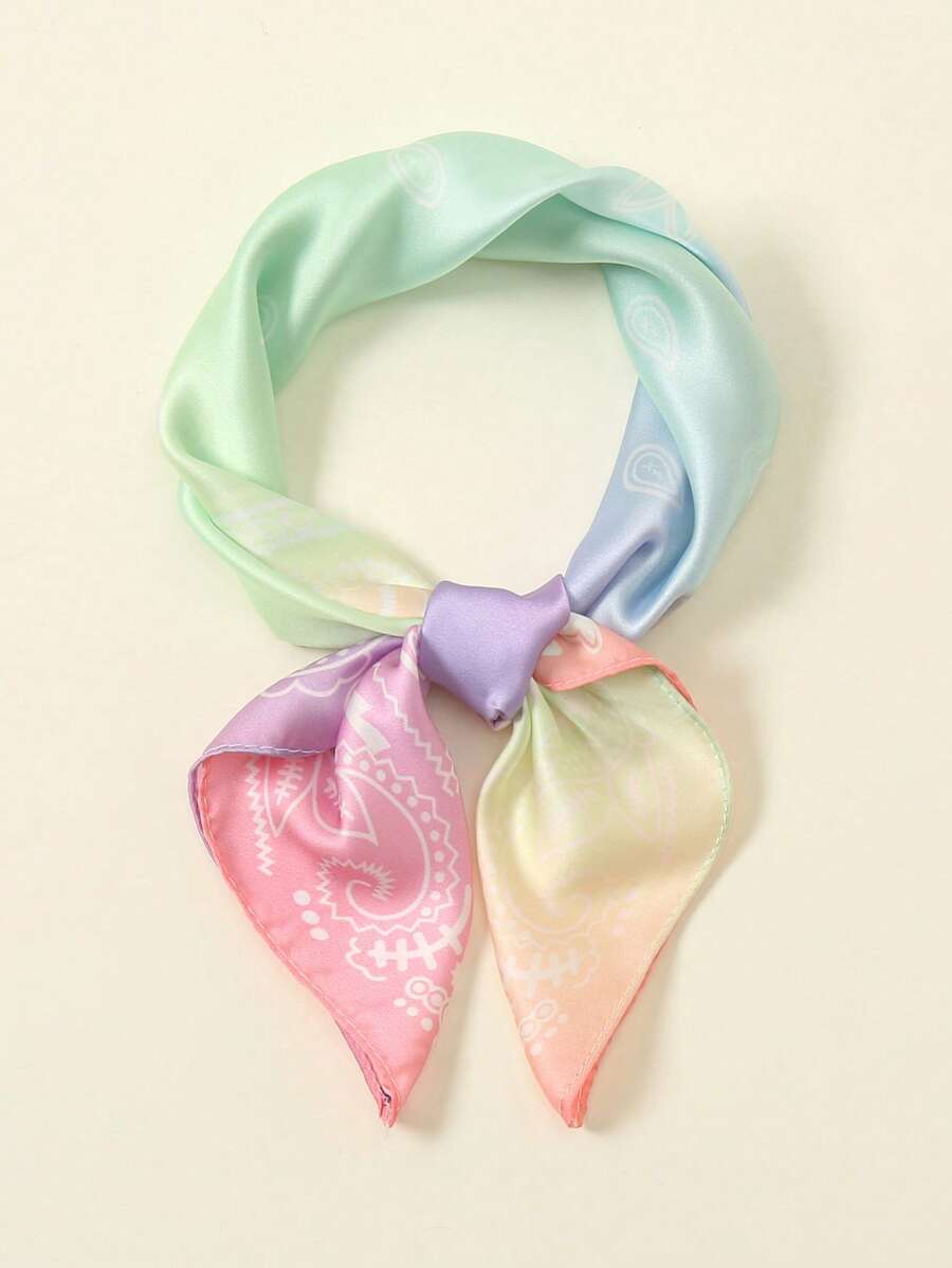 1条简约印花55厘米方巾，新款春季女士多功能头巾，可作腰带装饰、发带、时尚领巾，搭配连衣裙穿着。 - 彩色 - 查看 1