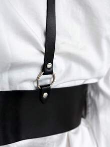 1 件 - 女士性感内衣配饰 - 时尚简约 PU 皮革 - 顶部绑带紧身胸衣腰带 - 身体链可调节腰带 - 适合日常街头穿着 - 节日派对狂欢 - 在俱乐部和其他活动中穿着。 - 黑色 - 查看 5