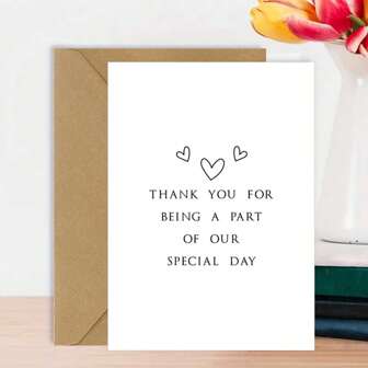 1 pieza Tarjeta de invitación de boda, "Gracias por ser parte de nuestra celebración", papel texturizado grueso - Un regalo romántico para él/ella, apropiado para cualquier persona, 5*7 pulgadas + sobre, Regreso a la Escuela, Suministros Escolares