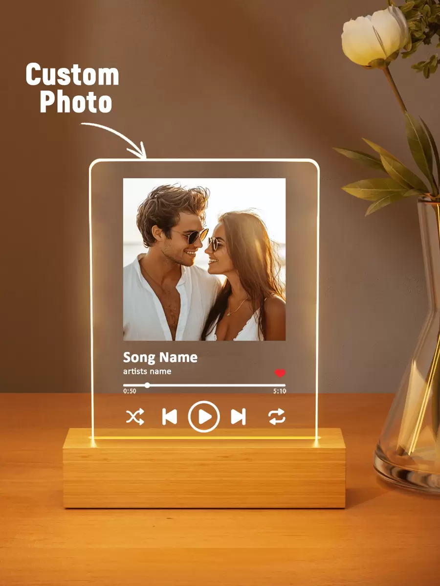 A Personalized Collage Photo LED Night Light For Couples, Custom Acrylic Night Light With Photos And Text, Customized Photo Lamp, Personalized Photo Collage LED Light, Couple Photo Frame, Multi-Functional, Ornamental, Reusable, Exquisite, Stylish, High-Quality, Colorful, Modern, Ideal Gifts For Her, Boyfriend, Dad, Girlfriend, Mom, Family, Friends, Tea Room