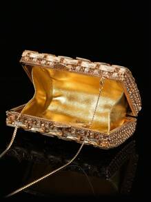 2025 Spring & Summer Fashionable New Luxurious Glittering High-End Elegant Glass Diamond Large Capacity Evening Clutch Bag, Women's Wallet, Glamorous Party Handbag, Exquisite Luxury Women's Crystal Handbag, Bridal Dress Bag, Fashion Lipstick And Perfume Handbag, Magnificent Sparkling Crystal Encrusted Handbag, All Handmade Metal Diamond Handbag, Suitable For High-Class Ladies To Attend Parties, Galas, Weddings, Gatherings And Banquets, Fits 6.5-Inch Smartphone