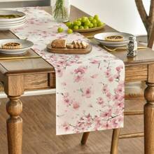 Floral Cherry Blossom Branch Summer Tablecloth, Seasonal Spring Kitchen Dining Table Decor For Home Party