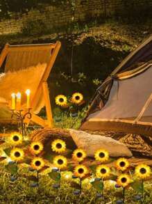1 PIEZA Luz solar LED decorativa en forma de girasol, resistente al agua, con 1 cabezal o 3 cabezales, adecuada para decorar patios, céspedes, jardines, pasillos, etc.
