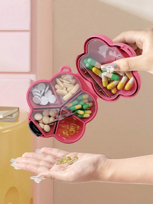 1 Stück Mini tragbare Schmuck/Medikamenten Aufbewahrungsbox, kreativer multifunktionaler Fächerorganizer für Ohrringe, Halsketten und Wochenplaner für Pillen