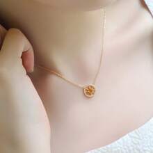 1 pièce Collier pour femmes en or 18 carats plaqué argent sterling 925 millièmes avec zirconium. Chaîne collarbone en étoile octogonale en cristal jaune. Convient pour le port quotidien et les cadeaux de fête pour femmes.