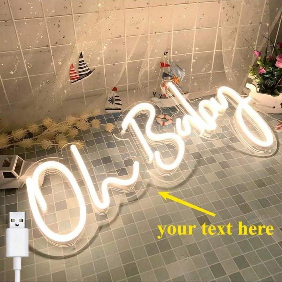 定制 LED 霓虹灯房间装饰、个性化婚礼霓虹灯情人节礼物、节日霓虹灯家居装饰婚礼背景 USB 电源。