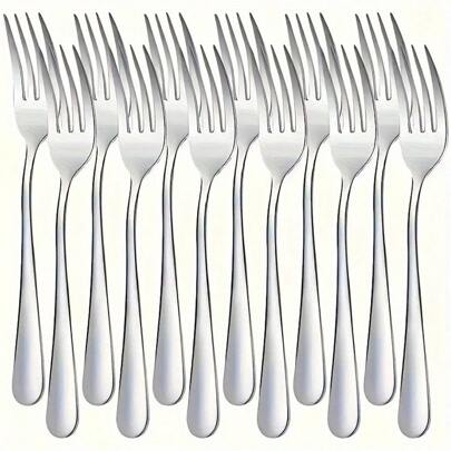 2/12-Piece Stainless Steel Fork Set - Elegant Dinner, Salad & Dessert Forks For Home, Restaurant Usage - Cutlery Set, Back To School Supplies