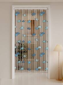 1 件高度透明趣味鱼印花浴帘，夏季清凉防水浴室门帘，防风薄纱窗帘，带挂钩，尺寸有 35 英寸宽 X71 英寸长、47 英寸宽 X71 英寸长、59 英寸宽 X 71 英寸长、71 英寸宽 X71 英寸长、71 英寸宽 X79 英寸长、79 英寸宽 X 79 英寸长、94 英寸宽 X 79 英寸长，适用于浴室、浴缸、淋浴房