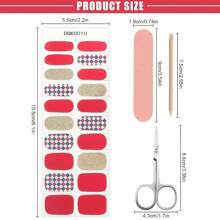 20pcs Gel Nail Strips, Semi-Cured Gel Nail Art Stickers, Waterproof Full Nail Art Decals Set For Nail Decoration