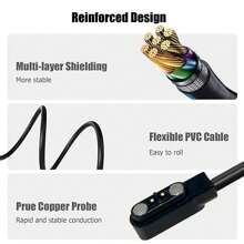 智能手表充电器 2 针磁性充电线快速 USB 充电器线兼容 EIGIIS 智能手表 KE3、KE5、EW5、S320B（2 件装，黑色&黑色）
