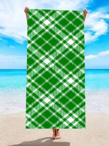 1 件全新柔软舒适数码印花沙滩巾，采用超细纤维制成，适合海滩、空调、办公室午睡、高端复古休闲毯 - 彩色 - 查看 1